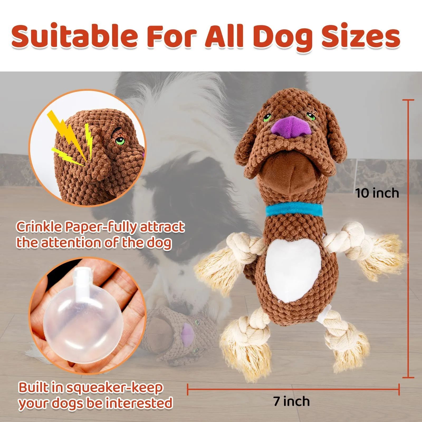 HKM-0259005 Large Interactive Plush Dog Toy with Sound Paper – Bite-Resistant Molar Chew for Puppies and Dogs