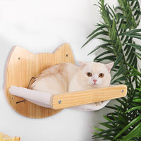 HKM-0260669 Pine Solid Wood Cat Wall Climbing Frame with Multi-Layer Platforms and Scratch-Resistant Hemp Rope
