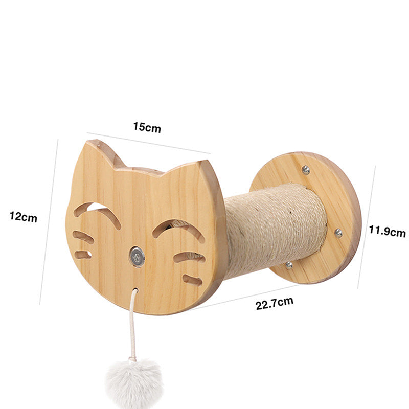 HKM-0260669 Pine Solid Wood Cat Wall Climbing Frame with Multi-Layer Platforms and Scratch-Resistant Hemp Rope