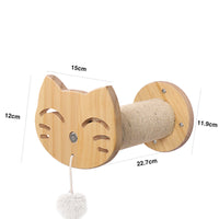 HKM-0260669 Pine Solid Wood Cat Wall Climbing Frame with Multi-Layer Platforms and Scratch-Resistant Hemp Rope