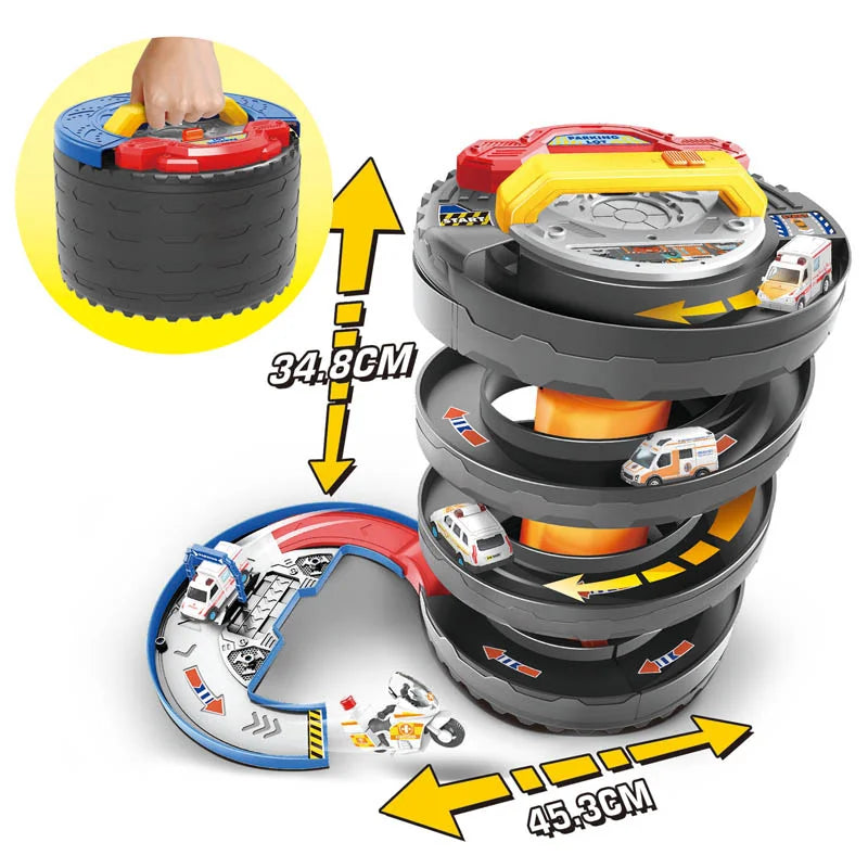 HKM-026067 Creative Parking Lot Toy Set with Diecast Cars and Light Music for Children