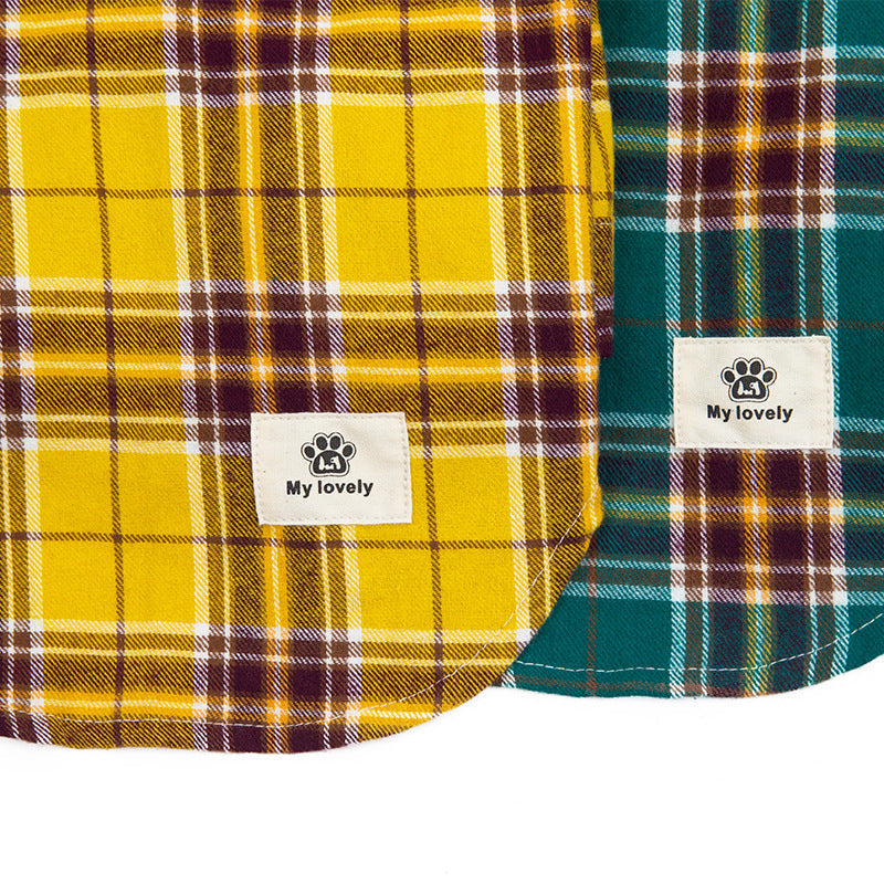 HKM-0261565 Cotton Leisure Plaid Shirt for Pets, Stylish and Comfortable Wear