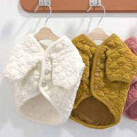 HKM-0261821 Thickened Cotton Pet Coat for Dogs and Cats with Scarf Options in Yellow, Off-white, and Floral Designs