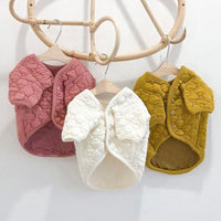 HKM-0261821 Thickened Cotton Pet Coat for Dogs and Cats with Scarf Options in Yellow, Off-white, and Floral Designs