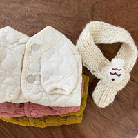 HKM-0261821 Thickened Cotton Pet Coat for Dogs and Cats with Scarf Options in Yellow, Off-white, and Floral Designs