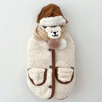 HKM-0261821 Thickened Cotton Pet Coat for Dogs and Cats with Scarf Options in Yellow, Off-white, and Floral Designs