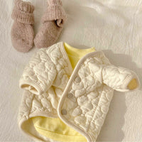 HKM-0261821 Thickened Cotton Pet Coat for Dogs and Cats with Scarf Options in Yellow, Off-white, and Floral Designs