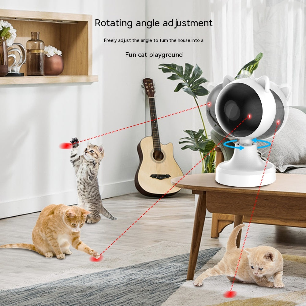 HKM-0262205 Intelligent Laser Cat Teaser Toy - USB Rechargeable White ABS Design