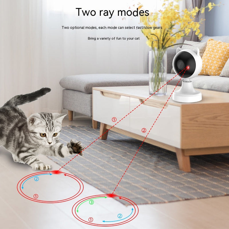 HKM-0262205 Intelligent Laser Cat Teaser Toy - USB Rechargeable White ABS Design