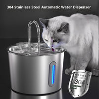 HKM-0263229 Stainless Steel Automatic Cat Water Dispenser - 2.2L Capacity
