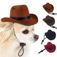 HKM-0263741 Brown and Black Cowboy Hat for Cats and Dogs - Casual Non-Woven Fabric, Size S/M, Four Seasons