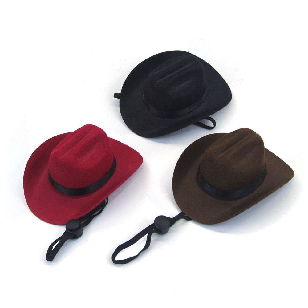 HKM-0263741 Brown and Black Cowboy Hat for Cats and Dogs - Casual Non-Woven Fabric, Size S/M, Four Seasons