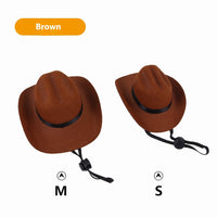 HKM-0263741 Brown and Black Cowboy Hat for Cats and Dogs - Casual Non-Woven Fabric, Size S/M, Four Seasons
