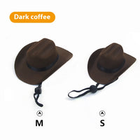 HKM-0263741 Brown and Black Cowboy Hat for Cats and Dogs - Casual Non-Woven Fabric, Size S/M, Four Seasons