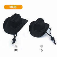 HKM-0263741 Brown and Black Cowboy Hat for Cats and Dogs - Casual Non-Woven Fabric, Size S/M, Four Seasons