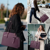 HKM-026515 Stylish PU Leather Waterproof Briefcase Tote Bag with Multi-Compartment Design and USB Port