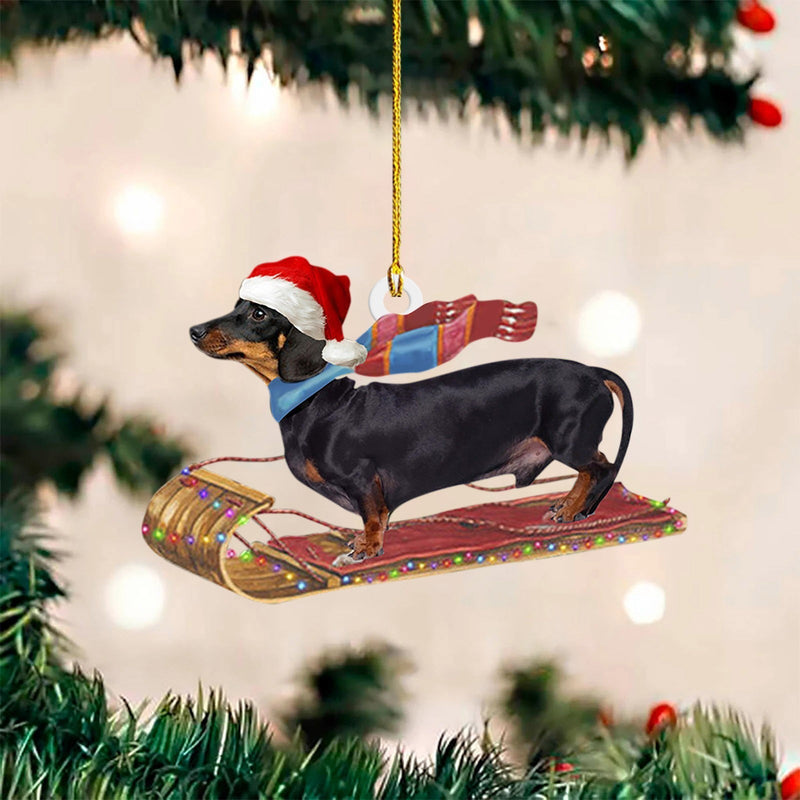 HKM-026579 Sausage Dog Christmas Decorations, Acrylic Cartoon Figurines for Home and Holiday Gifts