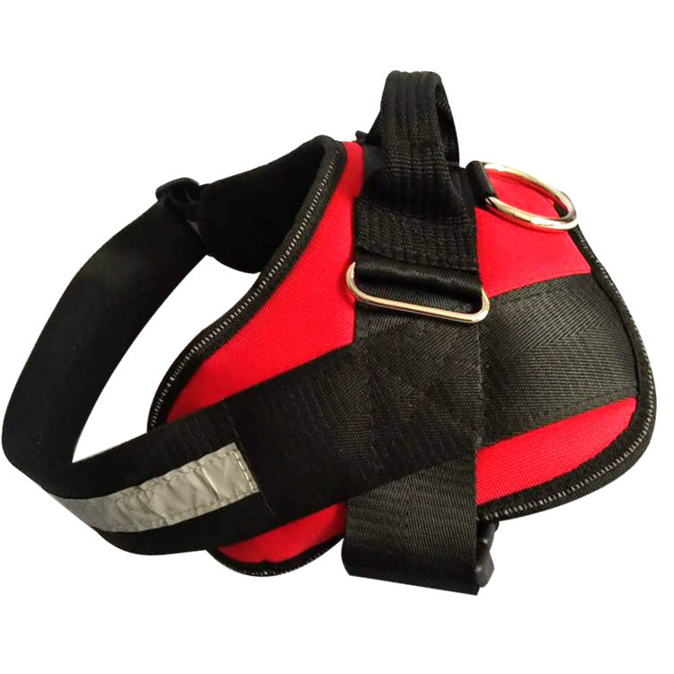 HKM-0266429 Adjustable Pet Chest Strap with Leash - Multiple Sizes Available in Blue, Black, Red, and Purple