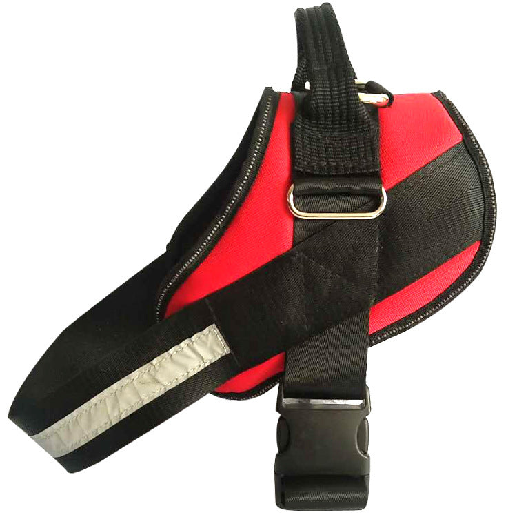 HKM-0266429 Adjustable Pet Chest Strap with Leash - Multiple Sizes Available in Blue, Black, Red, and Purple