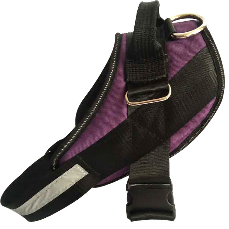 HKM-0266429 Adjustable Pet Chest Strap with Leash - Multiple Sizes Available in Blue, Black, Red, and Purple