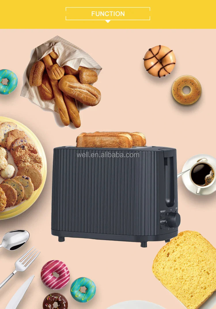 HKM-026707 Two Slice Toaster with Adjustable Browning Control and Compact Design