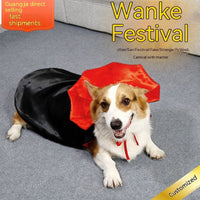 HKM-0267709 Pet Halloween Cloak with Hat for Medium to Large Dogs - Red and Black Polyester Costume