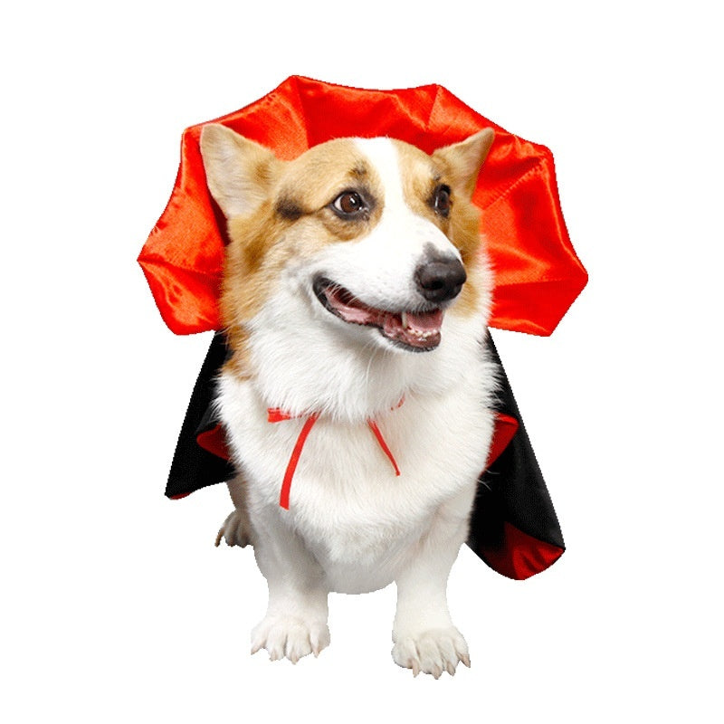 HKM-0267709 Pet Halloween Cloak with Hat for Medium to Large Dogs - Red and Black Polyester Costume