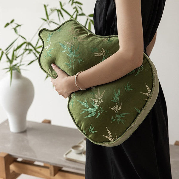 HKM-026771 Bamboo Leaf Gourd Pillow for Living Room, 35x50x7 cm, Plant and Flower Design