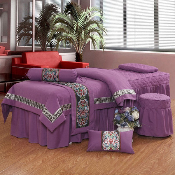 HKM-026771 Four-Piece Solid Color Polyester Fiber Bedspread Set