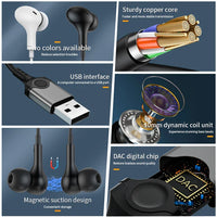 HKM-026963 Noise Cancelling Wired Headset with Microphone for Gaming and PC - Hi-Fi Sound Quality Earbuds