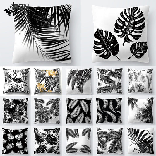 HKM-027027 Scandinavian Style Geometric Abstract Black Series Polyester Pillowcase 45x45cm