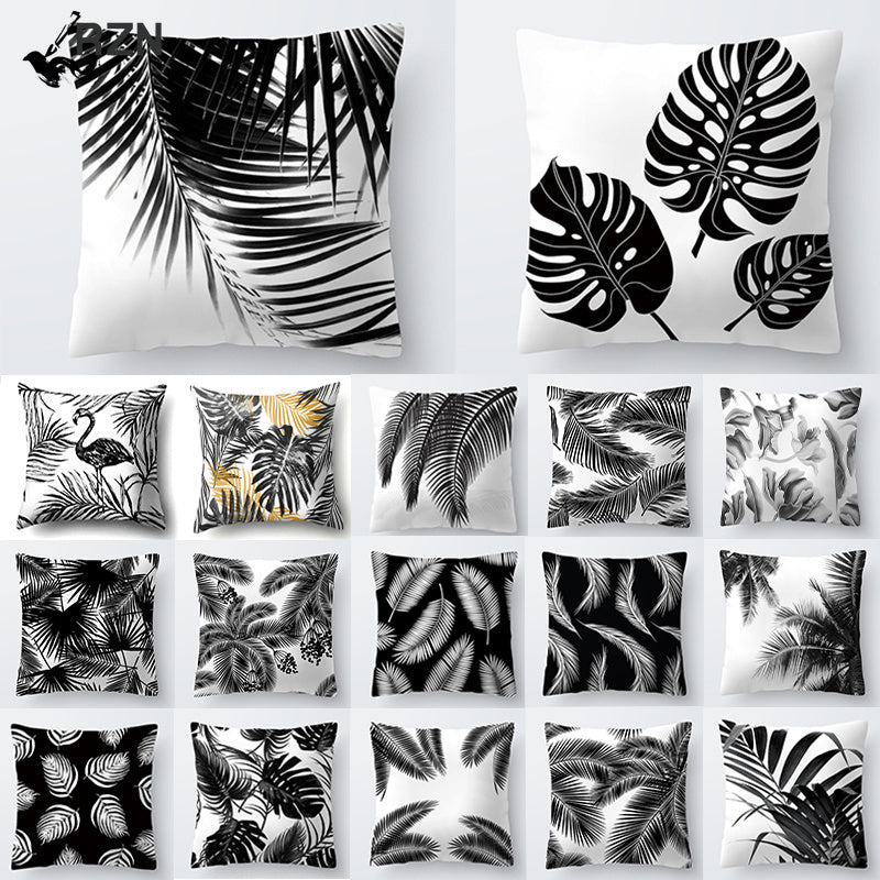 HKM-027027 Scandinavian Style Geometric Abstract Black Series Polyester Pillowcase 45x45cm