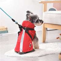 HKM-0271293 Waterproof Windbreaker Raincoat for Dogs - Lightweight Chest & Back Protection in Blue, Red, Yellow, Sizes S-2XL