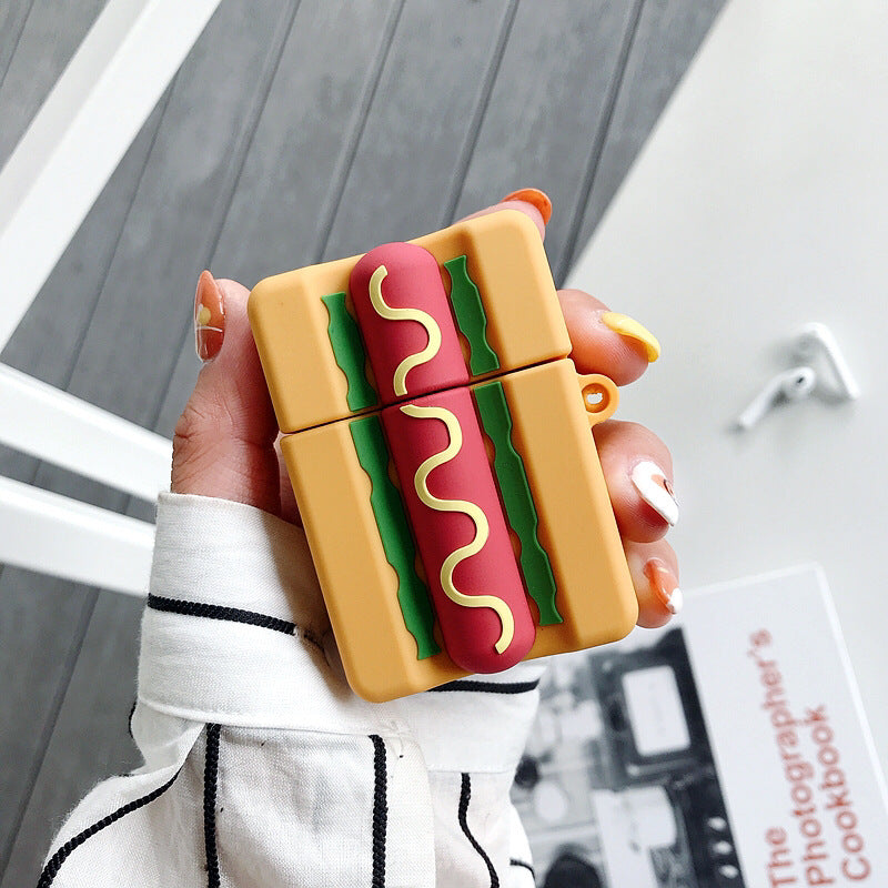 HKM-027155 Hot Dog Bread Earphone Sleeve for iPhone Models with Carabiner Attachment