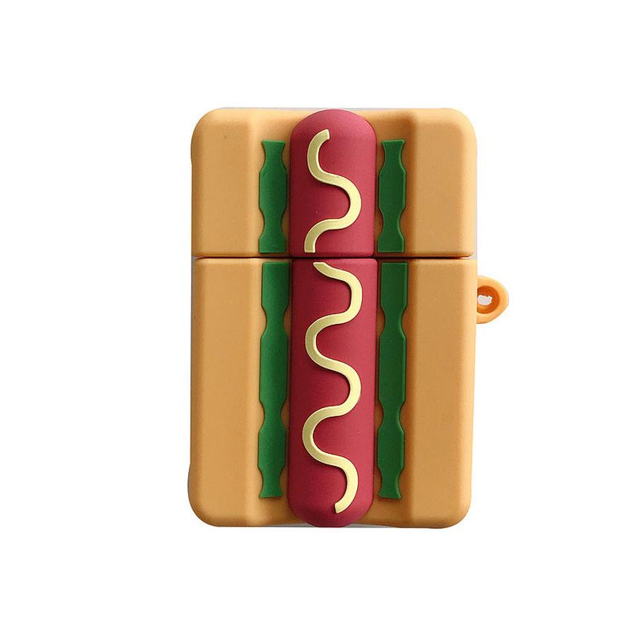 HKM-027155 Hot Dog Bread Earphone Sleeve for iPhone Models with Carabiner Attachment