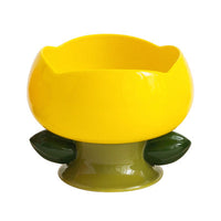 HKM-0273085 Ceramic Cat Bowl with Flower Design and Silicone Pad Options
