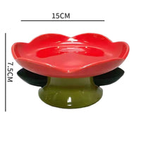 HKM-0273085 Ceramic Cat Bowl with Flower Design and Silicone Pad Options
