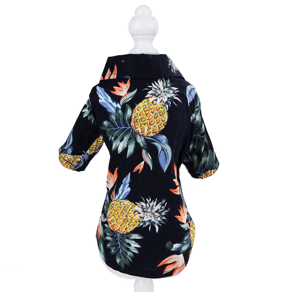 HKM-0273469 Teddy Shiba Inu Hawaiian Print Casual Shirts for Small and Medium Sizes