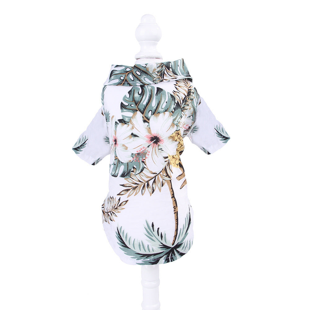 HKM-0273469 Teddy Shiba Inu Hawaiian Print Casual Shirts for Small and Medium Sizes