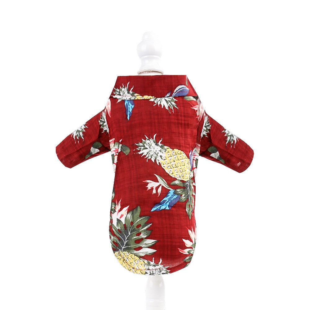 HKM-0273469 Teddy Shiba Inu Hawaiian Print Casual Shirts for Small and Medium Sizes