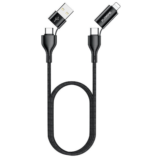 HKM-027347 4-in-1 Fast Charging Braided Data Cable with PVC and Nylon for Multiple Devices