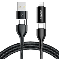 HKM-027347 4-in-1 Fast Charging Braided Data Cable with PVC and Nylon for Multiple Devices