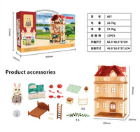 HKM-027411 Forest Family Mini Doll House Role Play Set for Kids - Plastic Pretend Playhouse Gifts for Girls