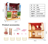 HKM-027411 Forest Family Mini Doll House Role Play Set for Kids - Plastic Pretend Playhouse Gifts for Girls
