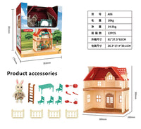 HKM-027411 Forest Family Mini Doll House Role Play Set for Kids - Plastic Pretend Playhouse Gifts for Girls