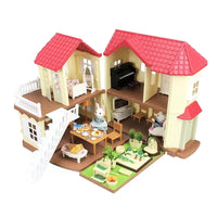HKM-027411 Forest Family Mini Doll House Role Play Set for Kids - Plastic Pretend Playhouse Gifts for Girls
