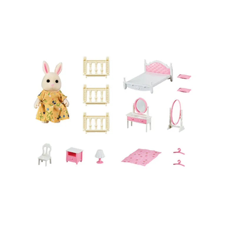HKM-027411 Forest Family Mini Doll House Role Play Set for Kids - Plastic Pretend Playhouse Gifts for Girls