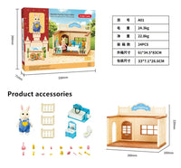 HKM-027411 Forest Family Mini Doll House Role Play Set for Kids - Plastic Pretend Playhouse Gifts for Girls