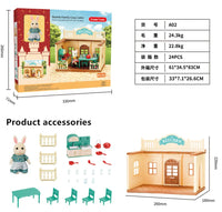 HKM-027411 Forest Family Mini Doll House Role Play Set for Kids - Plastic Pretend Playhouse Gifts for Girls