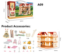 HKM-027411 Forest Family Mini Doll House Role Play Set for Kids - Plastic Pretend Playhouse Gifts for Girls